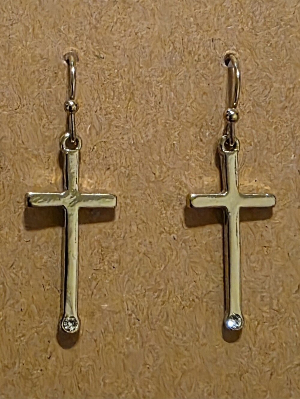 Silvertone Cross Drop Earrings